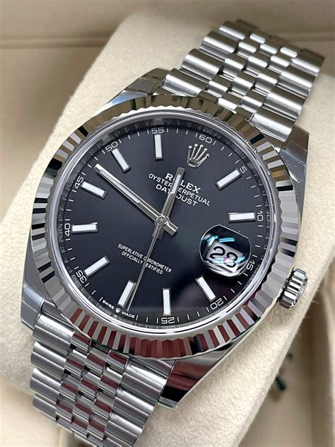 black and silver rolex|Rolex datejust 41mm black.